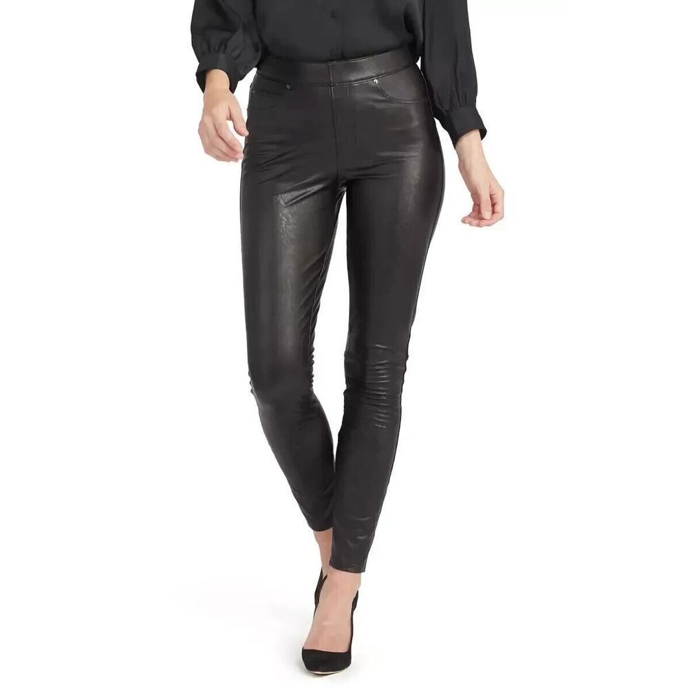 SPANX‎ Faux Leather-like Ankle Skinny Pants Women L NWT $148 Stretch Noir 20282R